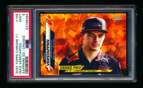 2020 Topps Chrome Sapphire F1 158 Max Verstappen RC Orange Refractor 10/25 PSA 9