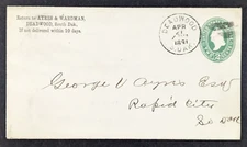 Antique 1891 Ayers Wardman Hardware Store Deadwood South Dakota Envelope Cover