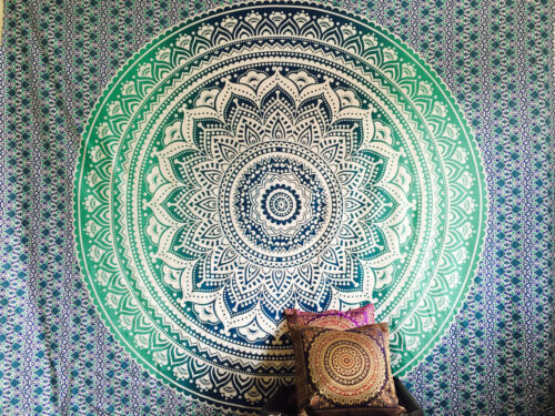 Indian Mandala Tapestry Hippie Wall Hanging Ombre Ethnic Beach Blanket Bedspread - Afbeelding 1 van 10
