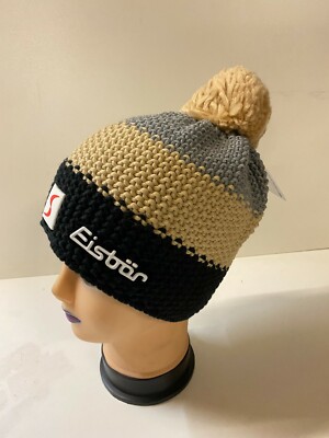 Eisbär Star Pompon Bommelmütze, Beanie, Mütze, Wintermütze schwarz/beige/grau
