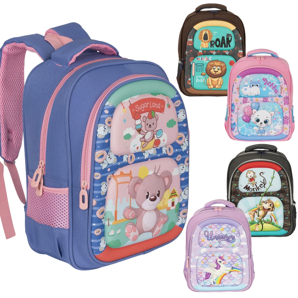 Kinderrucksack Jungen Mädchen Kindergartenrucksack Vorschule Rucksack Kinder 3D - Bild 1 von 4