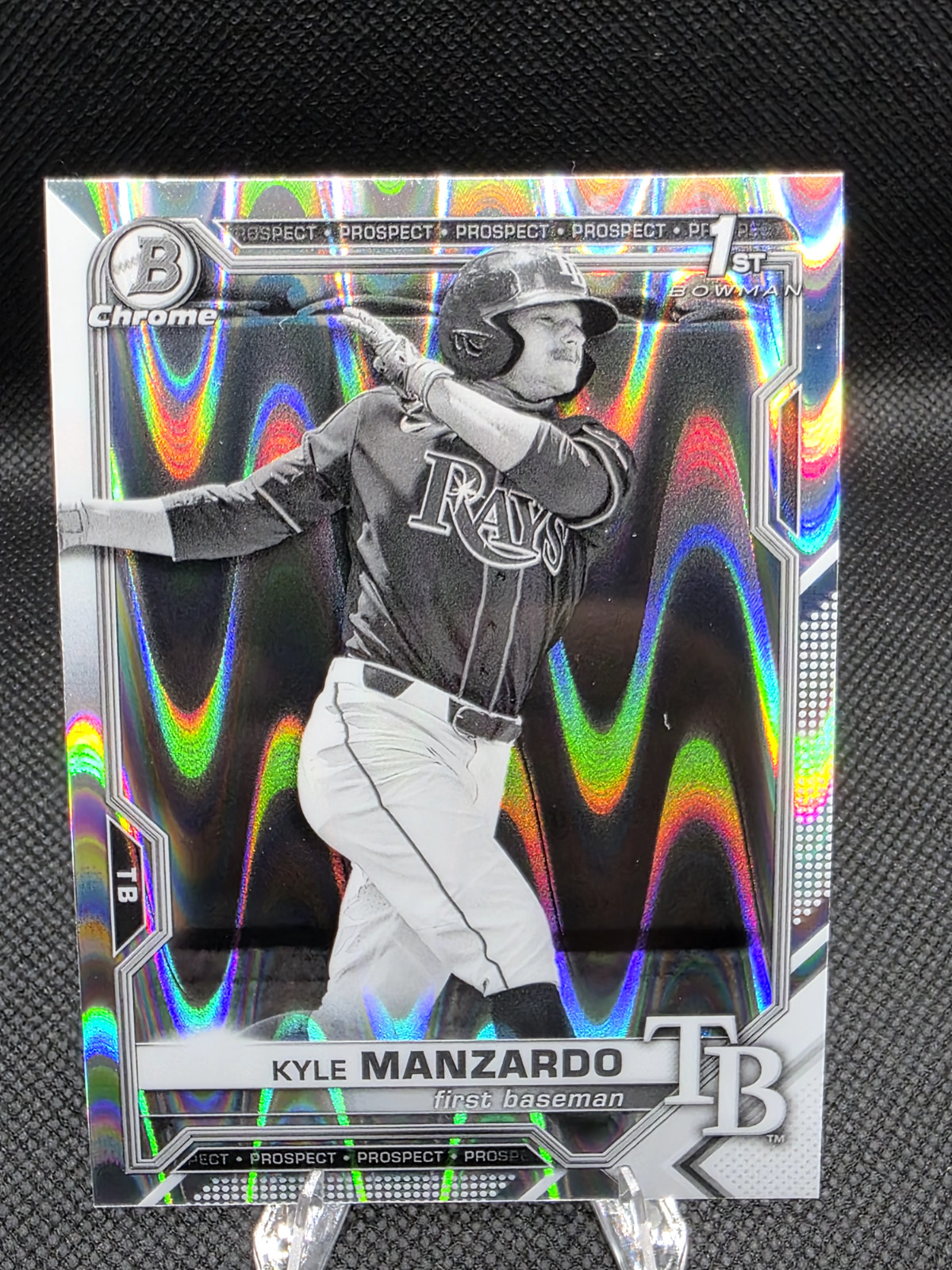 2021 Bowman Chrome BDC-191 Kyle Manzardo Black & White RayWave Refractor NM-MT