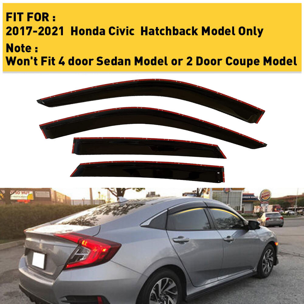 Car Auto Window Visor Rain Sun Guard For 2017-2021 Honda Civic Hatchback Replace
