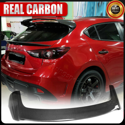 For Mazda 3 Axela Hatchback 2014-2017 Rear Roof Spoiler Window Wing REAL CARBON