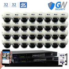 32CH NVR (32) 4K 8MP 3X Zoom Microphone POE Dome Security Camera System 16TB HDD
