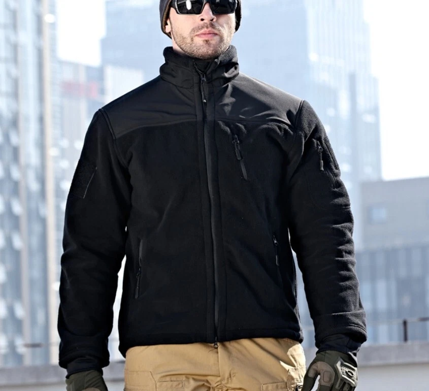 Men's Tactical Fleece Jacket Full-Zip Windproof Coat Outdoor Hiking Work Casual image 1