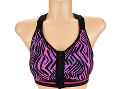 Breezies Women's Wireless Black And Pink Racer-back Sports Bra