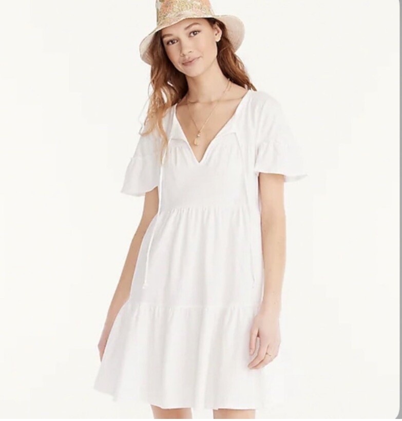 j crew tiered dress in broken in jersey J. CREW Broken-In Jersey Tiered Maxi Dress Apricot