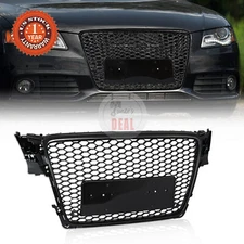 Front Bumper Hex Grille Fit for 2009-12 Audi A4/S4 B8 Mesh RS4 Style Gloss Black