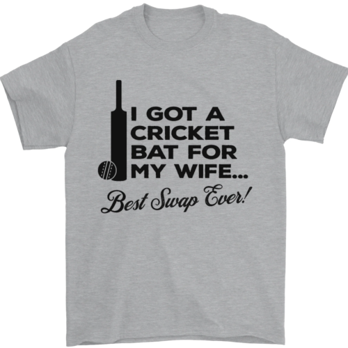 Un Cricket Pipistrello per My Wife Migliore Swap Ever! T-Shirt 100% Cotone - Foto 1 di 12