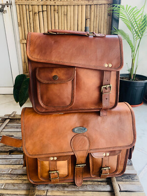 New Men's real goat Leather messenger shoulder bag vintage Gift For Couple