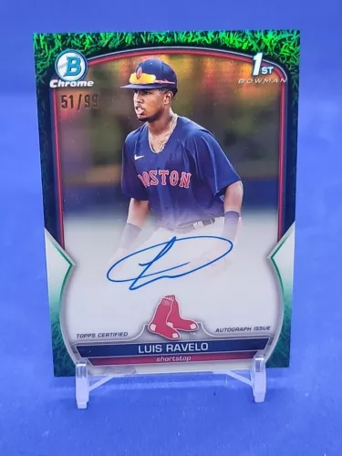 2023 Bowman Chrome Luis Ravelo 1st Auto Green Grass Refractor /99