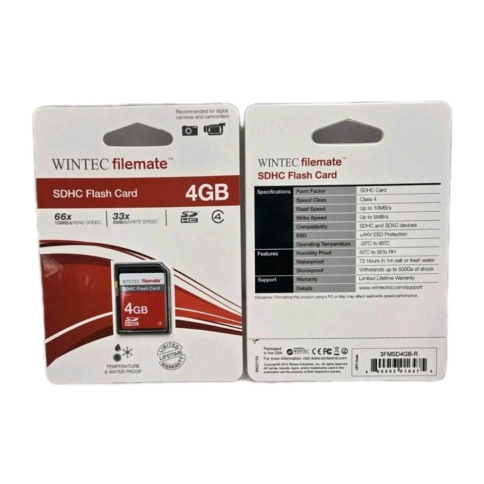 (100 PCS) Wintec Filemate 4 GB Class 4 Secure Digital SDHC Card (3FMSD4GB-R) - Image 2 of 4