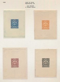 BOLIVIA STAMPS 1923 ARMS LARGE DIE PROOFS IN ISSUED COLOURS 20c 50c 1b 2b VF