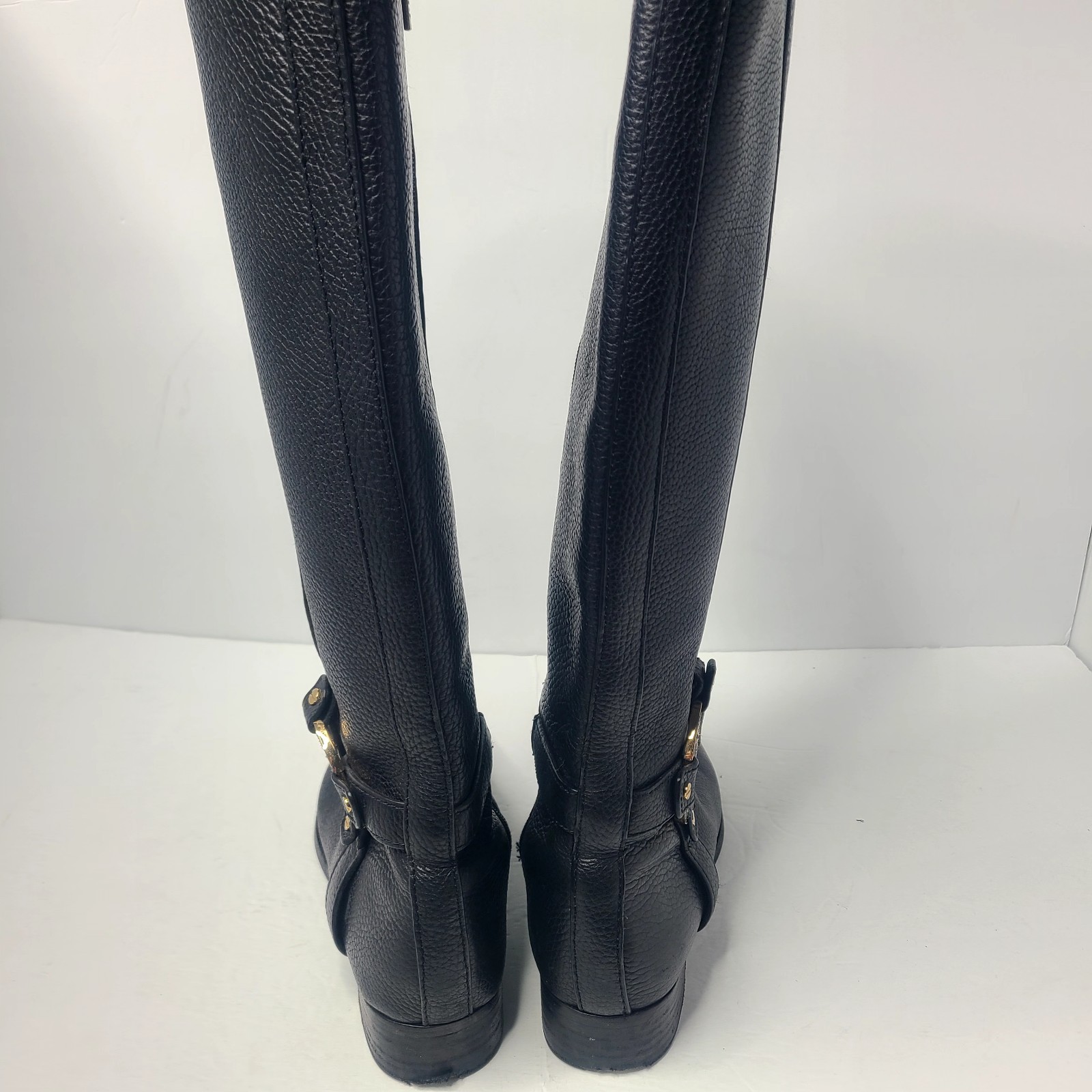 Tory Burch Amanda Medallion Riding Equestrian Tall Leather Boots 8.5 M Black thumbnail 6