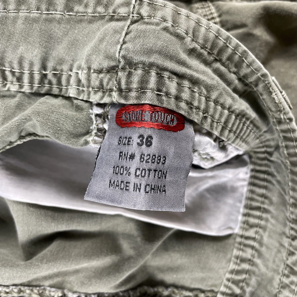 Y2K Stone Touch Cargo Shorts Men's 36 X 14" Long inseam Drawstring Hippie - Image 4 of 4