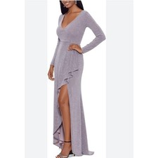 Betsy  Adam Long Sleeve Glitter Knit Gown maxi ball gown prom wedding Size 8