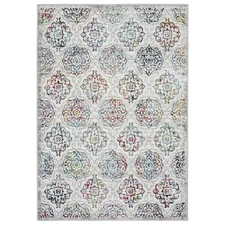 HOME DYNAMIX Boho Andorra Damask Area Rug Ivory/Blue/Black, 5'2"x7'2"