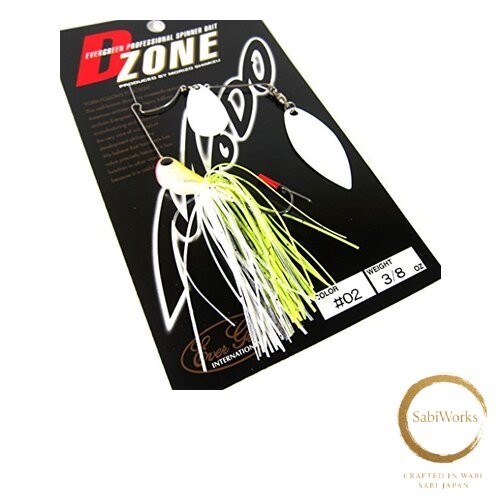 New Evergreen Spinnerbait D Zone Tandem Willow Leaf 3/8oz White Chart #02 - Image 1