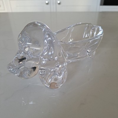 Art Vannes Kristall Dackel Hundenapf - signiert Vintage Glas