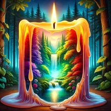 Diamond Painting Kits for Adults Candle, Landscape round Full Drill Diamond Art