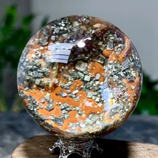 87G Natural high-quality Shiny pyrite with quartz Crystal Sphere Ball Healing