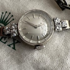 Vintage Ladies Rolex Cocktail Watch 14k White Gold with Natural Diamond Accents