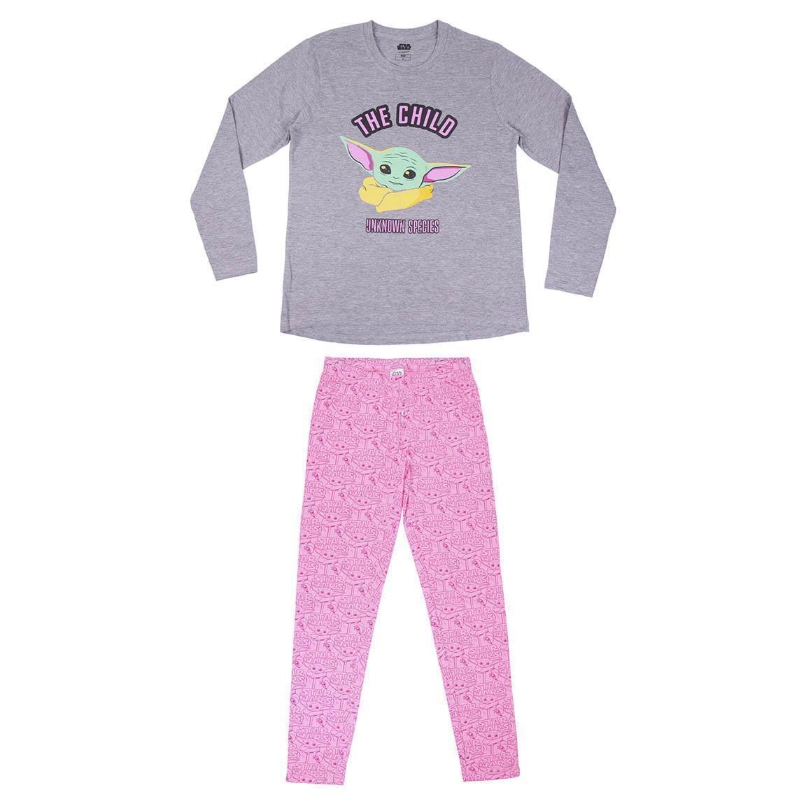 Pijama De Dama Star Wars Mandalorian The Child Gris Rosa Talla M - L