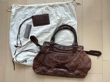 Balenciaga City Brown Leather Handbag Auth JAPAN