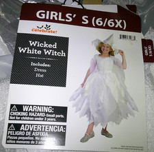 Little Girls Halloween Wicked White Witch Costume Size S 6/6X - New