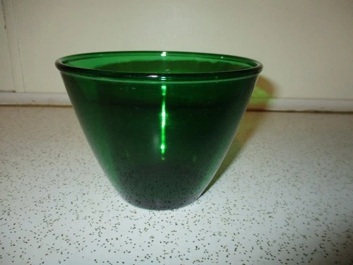 MCM Anchor Hocking Forest Green Glass  Batter Mixing Bowl 4” D 5 1/2” W Vintage