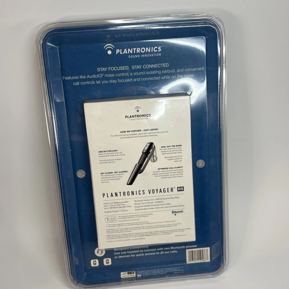 Plantronics Voyager 815 Bluetooth headset Two-Way Reduction BRAND NEW - Image 2 of 2