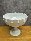 Vintage Indiana Teardrop Compote Dish Milk Glass Pedestal Bowl Candy Dish 7.5"