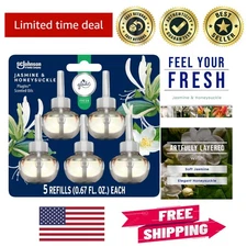 5 Pack Jasmine & Honeysuckle Essential Oil Refills - Long-Lasting Air Fresheners