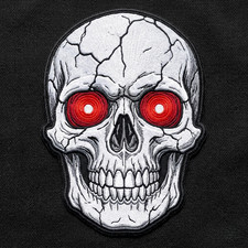Embroidered Red Eyes Skull Patch Gothic Horror Biker Iron On