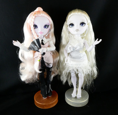 Rainbow High Doll Lot of 2 Karla Choupette & Natasha Zima w/ Stands Pink White