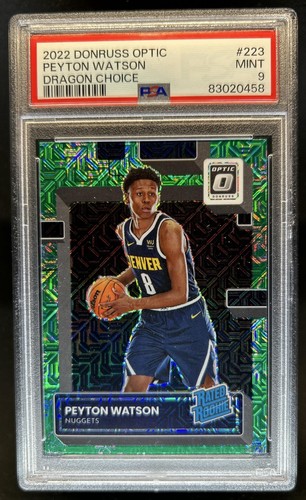 2022-23 Donruss Optic Peyton Watson Choice Dragon RC Rated Rookie #223 PSA 9