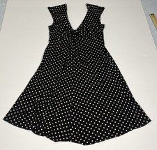 Express Women's Black & White Polka Dot Mini Dress Size XS V-Neck Sleeveless