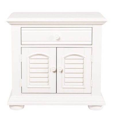 Bowery Hill Poplar Oyster White Nightstand Rectangular Fully Stained 29.5''H U...