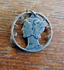 MERCURY SILVER DIME-1943- CUT FOR PENDANT/CHARM-