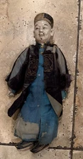 Antique Vintage Chinese Painted Male Doll Kesi Robe