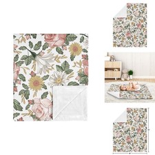 Sweet Jojo Designs Vintage Floral Swaddle Blanket - Pink Yellow Green Soft Minky