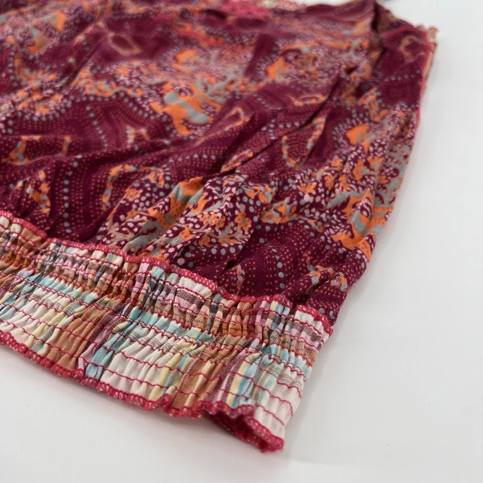 Top Cami Free People Pequeño Boho Cachemira Calado y2k Rojo Naranja Raro De Colección Foto 4 de 4