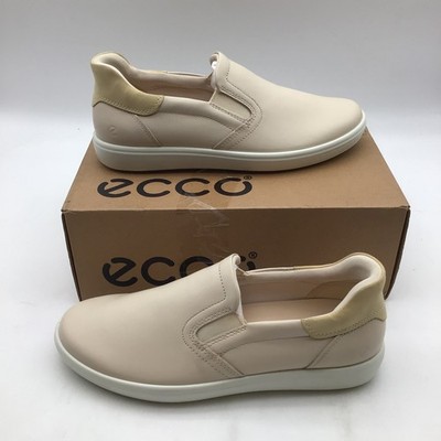 ECCO Soft 7 W Easy Slip On Sneakers Beige Leather Womens Size US 10 - 10.5 NEW