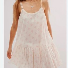 Free People Cream and Pink Patterned Chemise