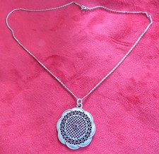 800er Silber Halskette mit Mandala Anhänger & Rubellit 6,6 Gramm