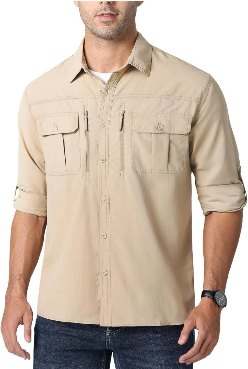 Long Sleeve T Shirts Mens Sun Protection Hiking Fishing Outdoor Shirt ( L )
Opens in a new window or