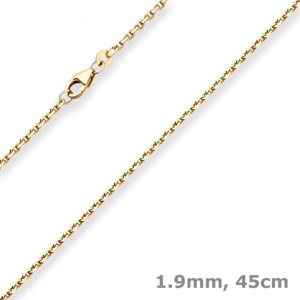 1,9Mm Ankerkette Diamantiert Kette Collier Halskette Aus 585 Gold Gelbgold 45Cm-image