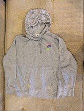 Vintage 90s Triple Swoosh Nike Heather Gray Hoodie Pullover Mini Swoosh 2XL