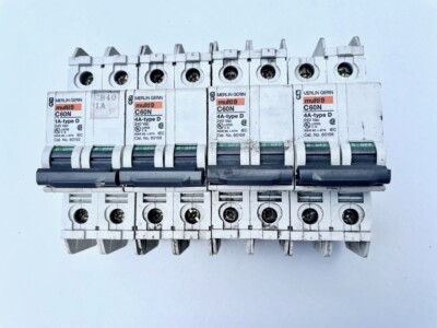 4 x Merlin Gerin Multi9 C60N Typ D 2-polig 240Vac Leitungsschutzschalter Lager # S2483